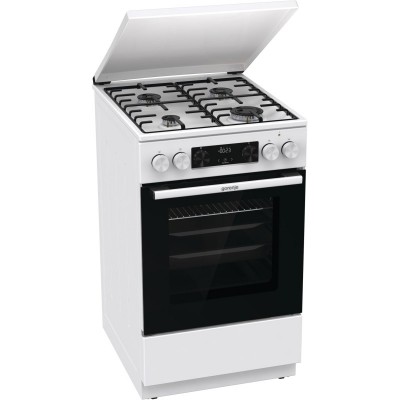 Плита Gorenje комбінована, 70л, 50x60см, дисплей, емальовані реш, програматор IconLed, кришка-метал, білий