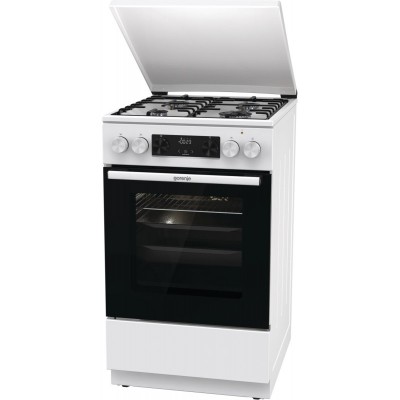 Плита Gorenje комбінована, 70л, 50x60см, дисплей, емальовані реш, програматор IconLed, кришка-метал, білий