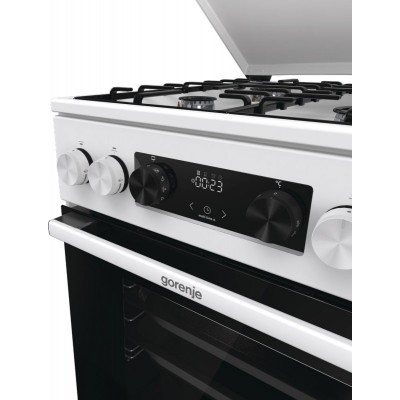 Плита Gorenje комбінована, 70л, 50x60см, дисплей, емальовані реш, програматор IconLed, кришка-метал, білий