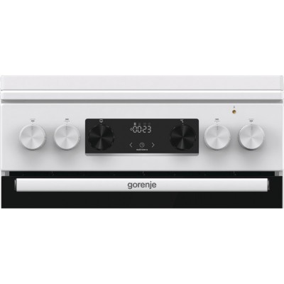 Плита Gorenje комбінована, 70л, 50x60см, дисплей, емальовані реш, програматор IconLed, кришка-метал, білий