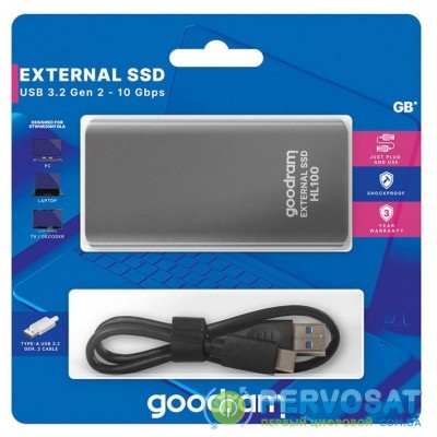 Накопитель SSD USB 3.2 2TB HL100 GOODRAM (SSDPR-HL100-02T)