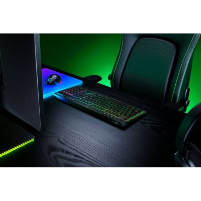 Клавіатура механічна BlackWidow V4 Low-profile HyperSpeed, 104key, Green Switch, USB-A/WL/BT, EN, RGB, чорний