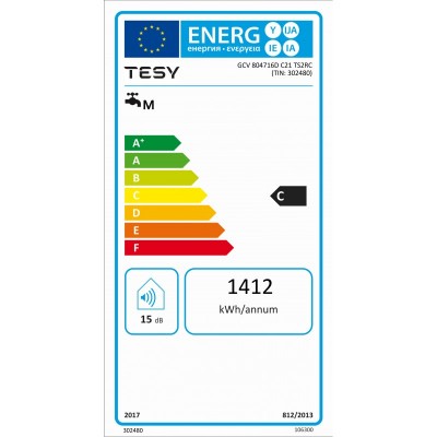 Водонагрівач електр. TESY Modeco Ceramic S круглий із теплообмінником GCV6S 804724D C21 TS2RCP, 80л, 2,4кВт, сухий тен, мех. кер-ння, B, білий