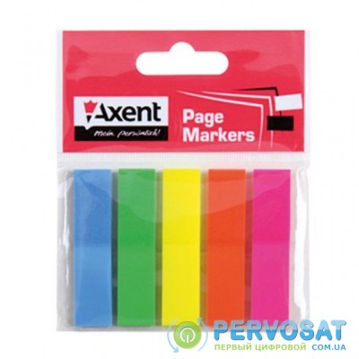 Стикер-закладка Axent Plastic bookmarks 5х12х50mm, 125шт, rectangles, neon colors (2440-01-А)