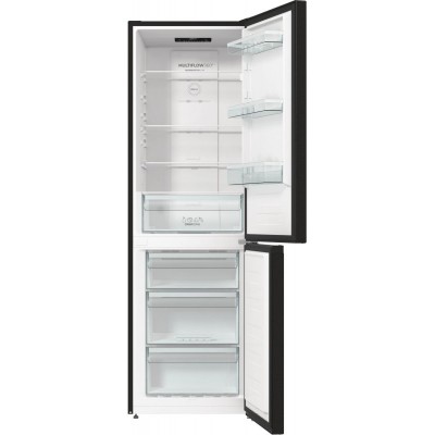 Холодильник з нижн. мороз. камерою Gorenje NRKE62BXL 185х60х60см, 2 двері, 203( 99)л, А++, NoFrost+ , LED дисплей, Зона св-ті, чорний
