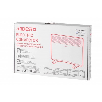Конвектор електричний ARDESTO CH-1500MCA, 1500 Вт, 15 м2, закритий нагрів. елемент, IP24, мех. керування, антрацит матовий