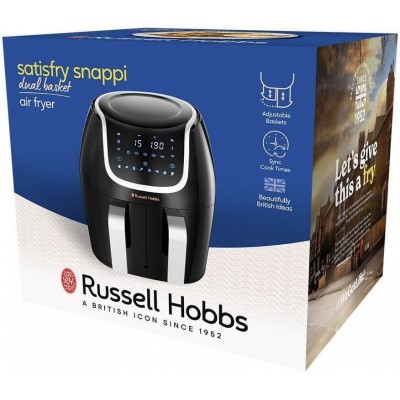 Мультипіч Russell Hobbs на 2 чаші Satisfry Snappi, 1800Вт, чаша-2х4,5л, сенсорне керування, 8 програм, пластик, чорний