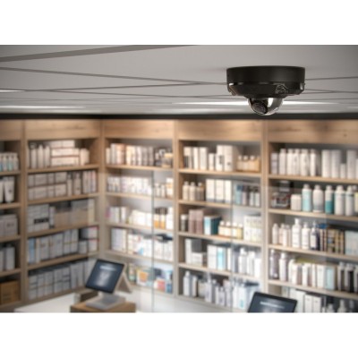 IP-Камера дротова Ajax DomeCam Mini HL black, 5мп, 2.8мм, гібридне підсвічування IR 15м, білий Led 15м, Poe, True WDR, IP 65, ІЧ 15м, аудіо, кут огляду 100° до 110°, міні купольна, чорна