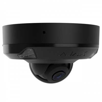 IP-Камера дротова Ajax DomeCam Mini HL black, 5мп, 2.8мм, гібридне підсвічування IR 15м, білий Led 15м, Poe, True WDR, IP 65, ІЧ 15м, аудіо, кут огляду 100° до 110°, міні купольна, чорна