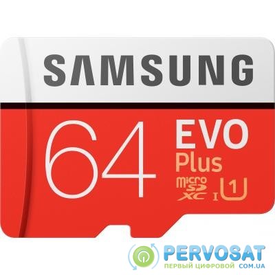 Карта памяти Samsung 64GB microSDXC class 10 UHS-I U1 Evo Plus V2 (MB-MC64HA/RU)
