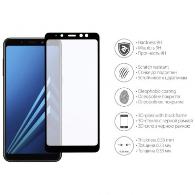 Скло захисне 2E для Samsung Galaxy A8+ 2018 3D Edge Glue (2E-TGSG-GA8P-3D)