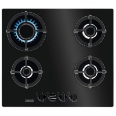 Варильна поверхня Zanussi газова на склі, 60см, чавун, чорний Варильна поверхня Zanussi газова на склі, 60см, чавун, чорний