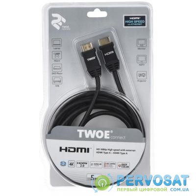 Кабель мультимедийный HDMI to HDMI 5.0m 2E (2EW-1109-5M)