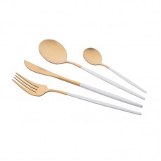 Набір столових приборів Ardesto Gemini Lecco, 4 прибори, нержавіюча сталь, золотисто-білий Набір столових приборів Ardesto Gemini Lecco, 4 прибори, нержавіюча сталь, золотисто-білий