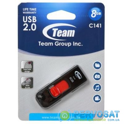 USB флеш накопитель Team 8GB C141 Red USB 2.0 (TC1418GR01)