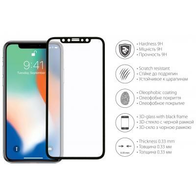 Скло захисне 2E для iPhone X 3D Black border Full Glue (2E-TGIP-X3D)