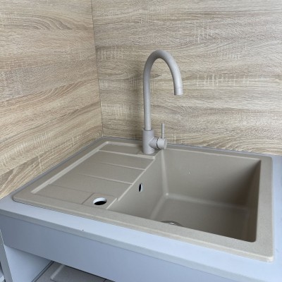 Набір кухонний Adamant Anila, штучний камінь, прямокут., з крилом, 645х495х200мм, чаша - 1, врізна, Сахара + змішувач