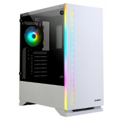 Корпус Zalman S5 WHITE, без БЖ, 1xUSB3.0, 2xUSB2.0, 1x120mm Black fan, 1x120mm RGB fan, TG Side Window, ATX, White