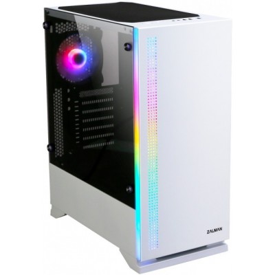 Корпус Zalman S5 WHITE, без БЖ, 1xUSB3.0, 2xUSB2.0, 1x120mm Black fan, 1x120mm RGB fan, TG Side Window, ATX, White