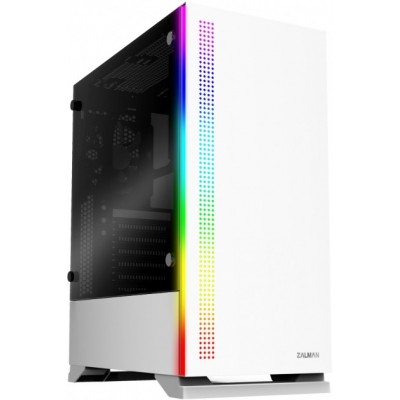 Корпус Zalman S5, MidT, 2xUSB2.0,1xUSB3.0, 1x120,1x120 RGB,скло (бічна панель),безБЖ,білий