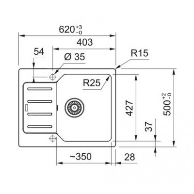 Мийка кухонна Franke City, фраграніт, прямокутник, з крилом, 620х500х190мм, чаша - 1, врізна, оборотна, UCG 611-62, сірий камінь