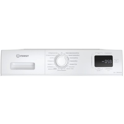 Пральна машина Indesit фронтальна, 8кг, 1200, A+++, 54.6см, дисплей, пара, інвертор, люк чорний, білий