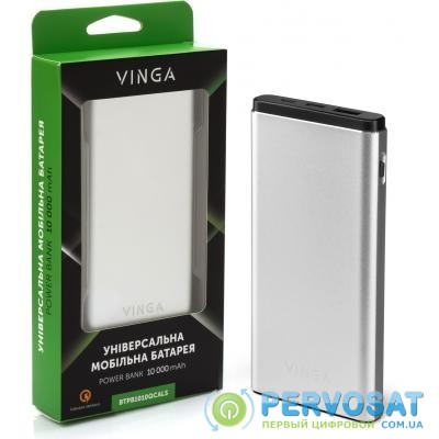 Батарея универсальная Vinga 10000 mAh QC3.0 PD aluminium silver (BTPB1010QCALS)