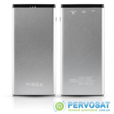Батарея универсальная Vinga 10000 mAh QC3.0 PD aluminium silver (BTPB1010QCALS)