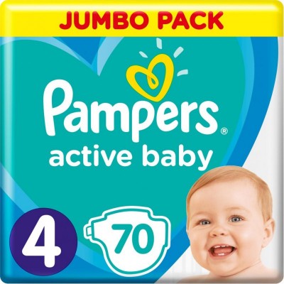 Подгузник Pampers Active Baby Maxi Размер 4 (9-14 кг), 70 шт. (8001090948250)