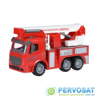 Same Toy Машинка инерционная Truck Пожарная машина с подъемным краном