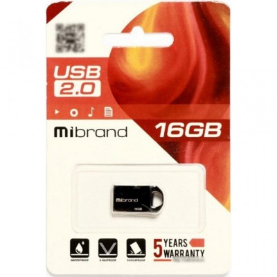 USB флеш накопитель Mibrand 16GB Hawk Black USB 2.0 (MI2.0/HA16M1B)