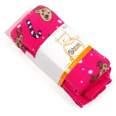 Колготки Bross з оленями (21386-1G-fucsia)