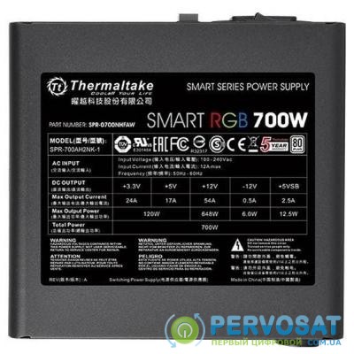 Блок питания ThermalTake 700W Smart RGB (PS-SPR-0700NHSAWE-1)