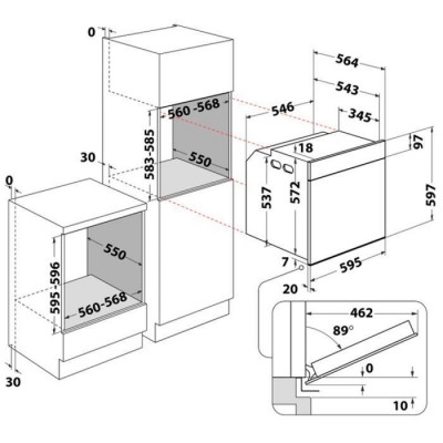 Духова шафа Whirlpool електрична, 73л, A+, дисплей, конвекція, піроліз, телескопічні напрямні, чорний