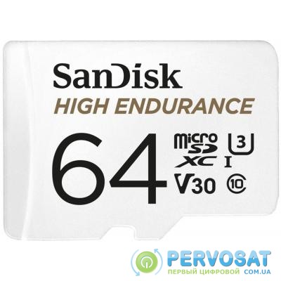 Карта памяти SANDISK 64GB microSDXC class 10 UHS-I U3 V30 High Endurance (SDSQQNR-064G-GN6IA)
