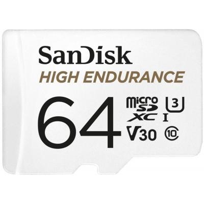 Карта памяти SANDISK 64GB microSDXC class 10 UHS-I U3 V30 High Endurance (SDSQQNR-064G-GN6IA)