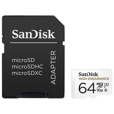 Карта памяти SANDISK 64GB microSDXC class 10 UHS-I U3 V30 High Endurance (SDSQQNR-064G-GN6IA)