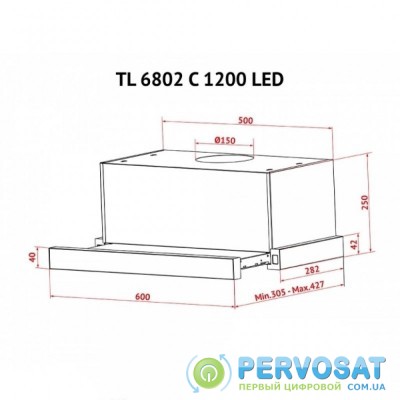 Вытяжка кухонная Perfelli TL 6802 C S/I 1200 LED