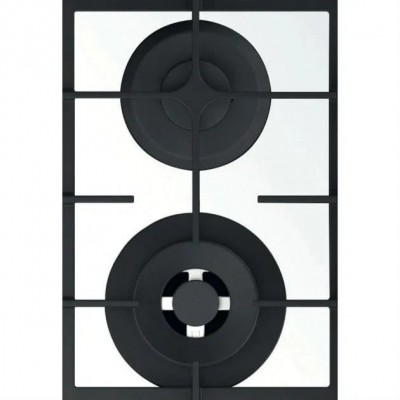 Варильна поверхня Whirlpool газова на склі, 60см, чавун, конфорка з подвійним рядом полум'я, білий