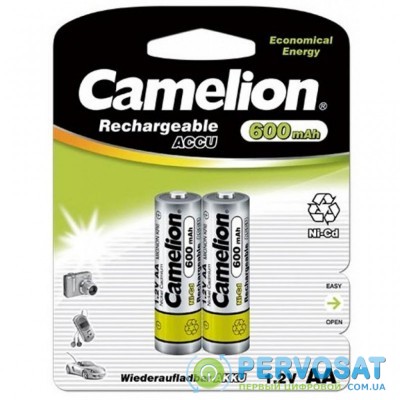 Аккумулятор Camelion AA 600mAh Ni-Cd *2 R6-2BL (NC-AA600BP2)