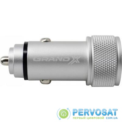 Зарядное устройство Grand-X 3,1A, 12-24V, 2USB (CH-07LG) light grey metallic (CH-07LG)