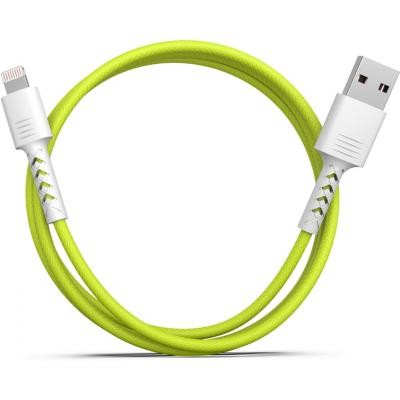 Дата кабель USB 2.0 AM to Lightning 1.0m Soft white/lime Pixus (4897058531183)