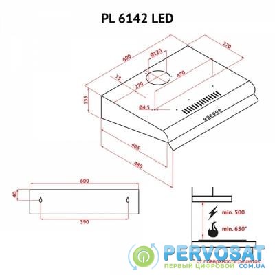 Вытяжка кухонная PERFELLI PL 6142 IV LED