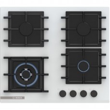 Варильна поверхня Bosch газова на склі, 60см, чавун, білий Варильна поверхня Bosch газова на склі, 60см, чавун, білий