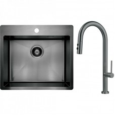 Набір для кухні Deante Olfato стальна мийка ZPO_D10B + зміш. BQO_D72M, титан Набір для кухні Deante Olfato стальна мийка ZPO_D10B + зміш. BQO_D72M, титан