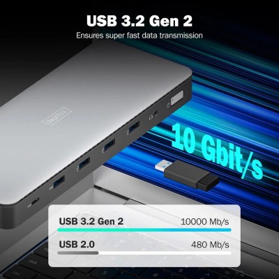 Док-станція DIGITUS USB-C > 3xHDMI/2xDP/4xUSB-A/USB-C/RJ54/DC/Audio