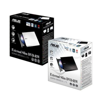 Привід оптичний портативний ASUS SDRW-08D2S-U LITE DVD+-R/RW burner USB2.0 чорний Retail Box Slim