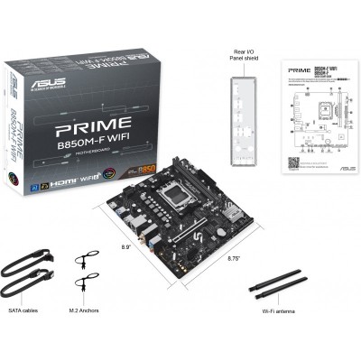 Материнcька плата ASUS PRIME B850M-F WIFI sAM5 B850 2xDDR5 M.2 HDMI Wi-Fi BT mATX Материнcька плата ASUS PRIME B850M-F WIFI sAM5 B850 2xDDR5 M.2 HDMI Wi-Fi BT mATX