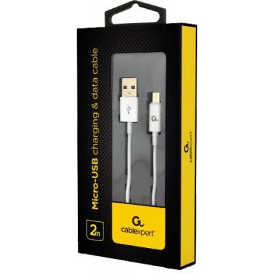 Дата кабель USB 2.0 AM to Micro 5P 2.0m Cablexpert (CC-USB2P-AMmBM-2M-W)