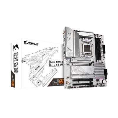 Материнська плата GIGABYTE B650 A ELITE AX ICE sAM5 B650 4xDDR5 M.2 HDMI DP Wi-Fi BT ATX